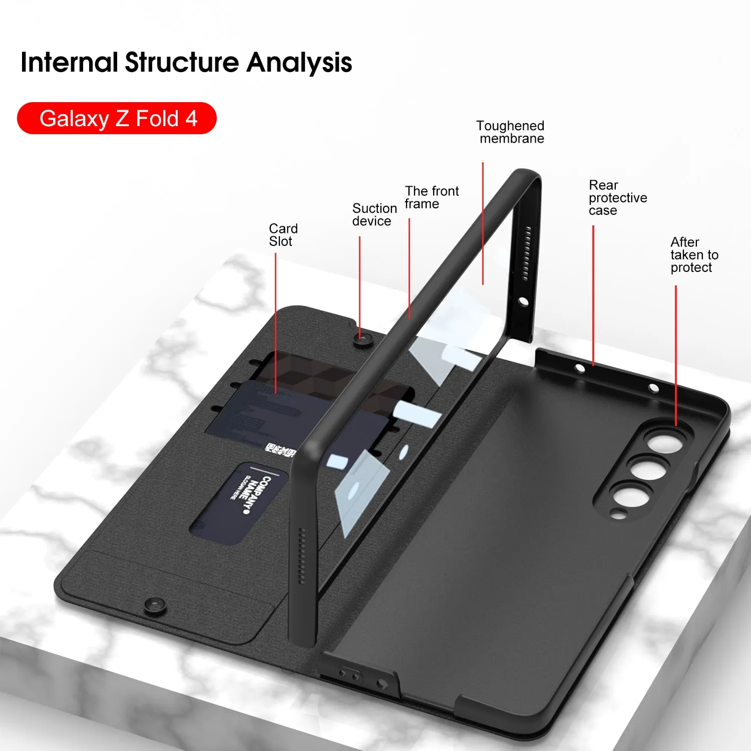 For Samsung Galaxy Z Fold 4 Card Case Leather Shockproof