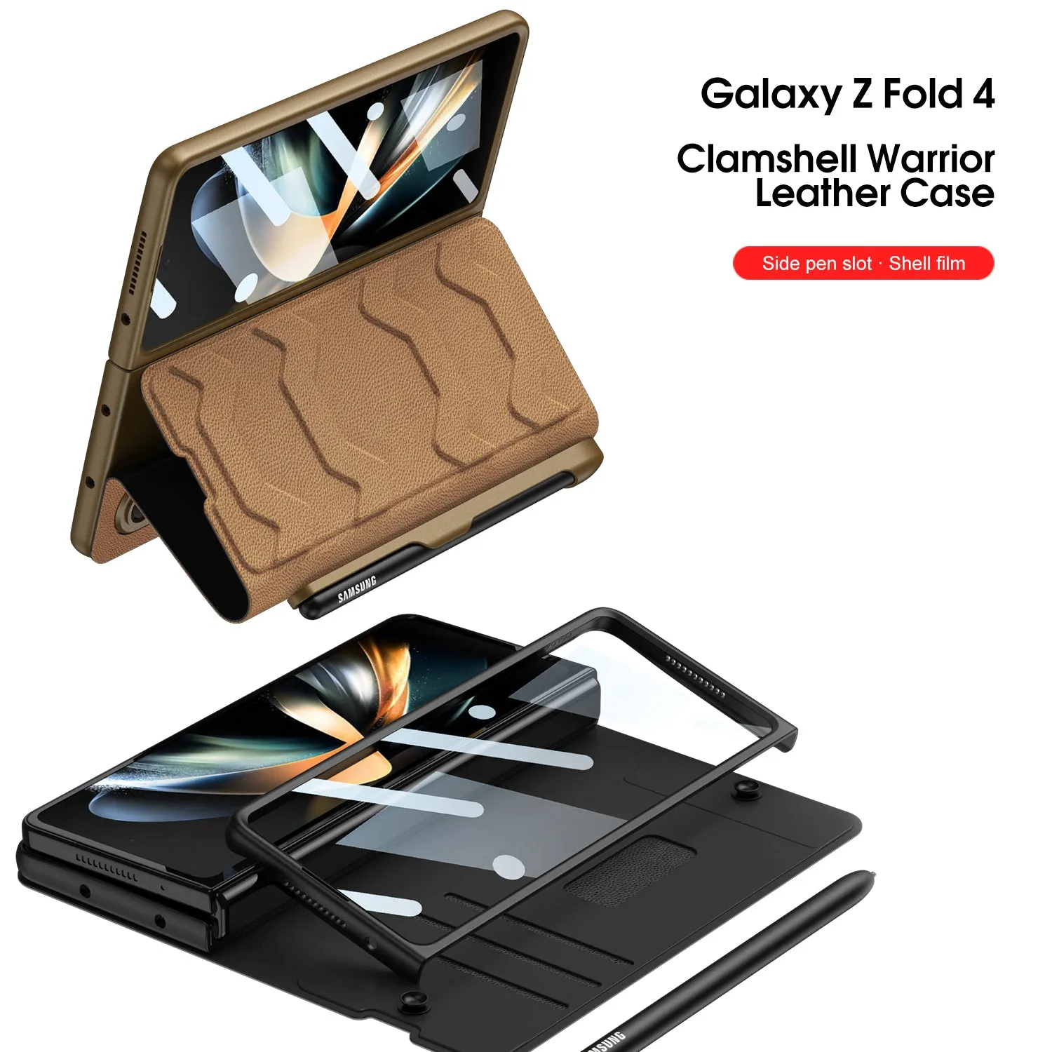 For Samsung Galaxy Z Fold 4 Card Case Leather Shockproof