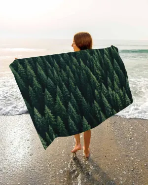 Forest Green Tree Beach Towels Oversized Super Absorbent,Lightweight Bath Towel Quick Dry For Bathroom/Pool/Rv Camping/Beach Play/Gym Room/Picnic Spring Summer Wilderness Nature Landscape 30"x60"