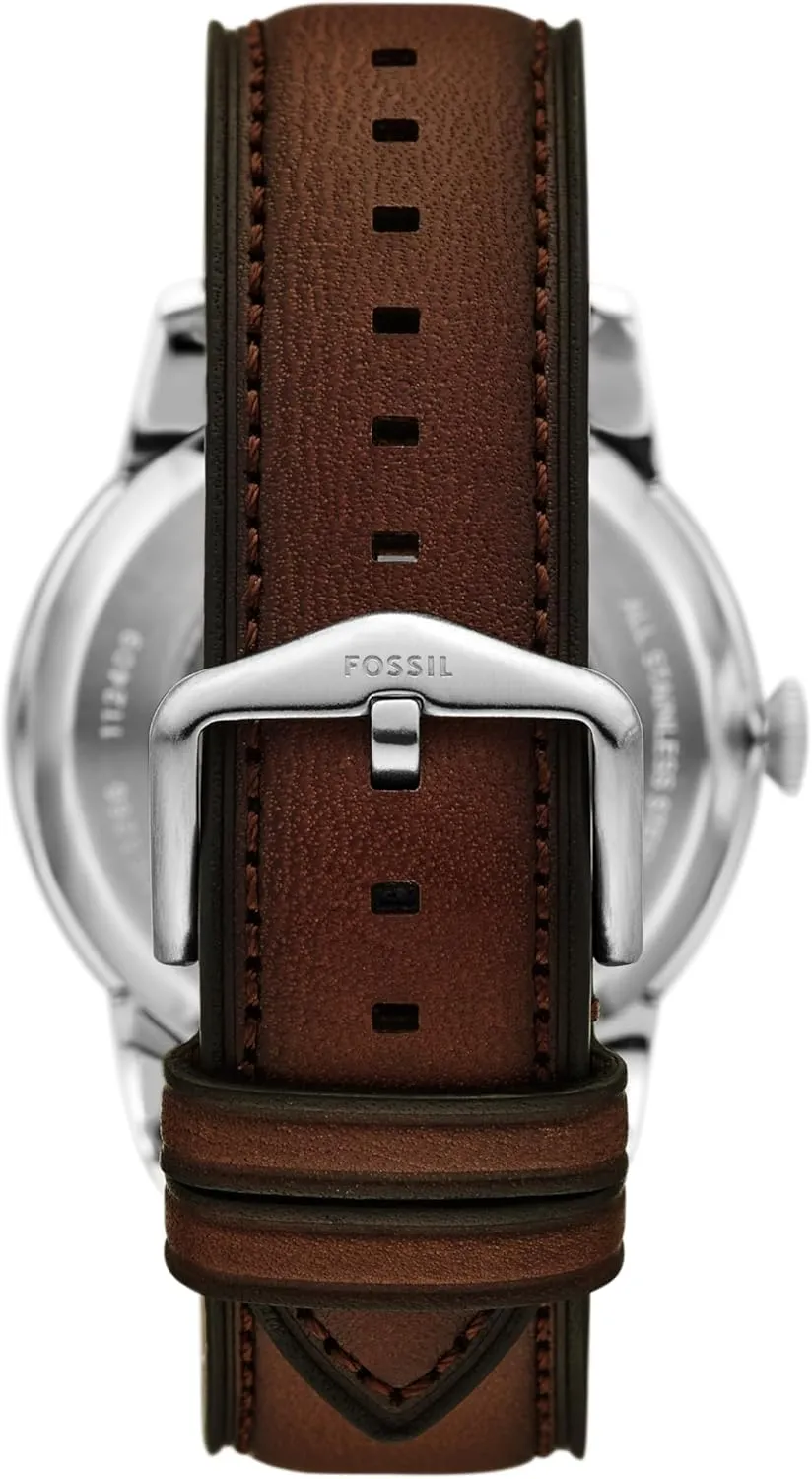 Fossil Men's Townsman Automatic Stainless Steel and Leather Two-Hand Skeleton Watch