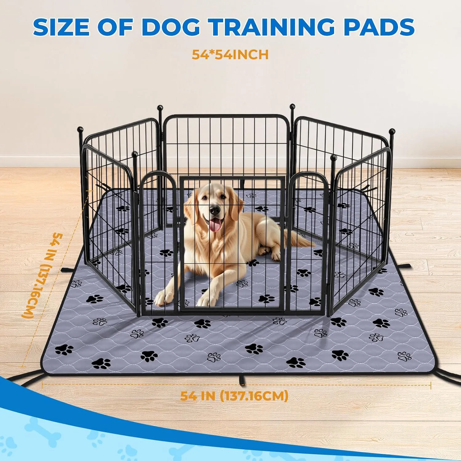 Fostanfly Washable Pee Pads for Dogs, 2 Pack Reusable Super Absorbent Potty Pads, Non-Slip and Leak-Proof 54"x54" for Whelping, Extra Large Potty Buddy Washable for Puppy