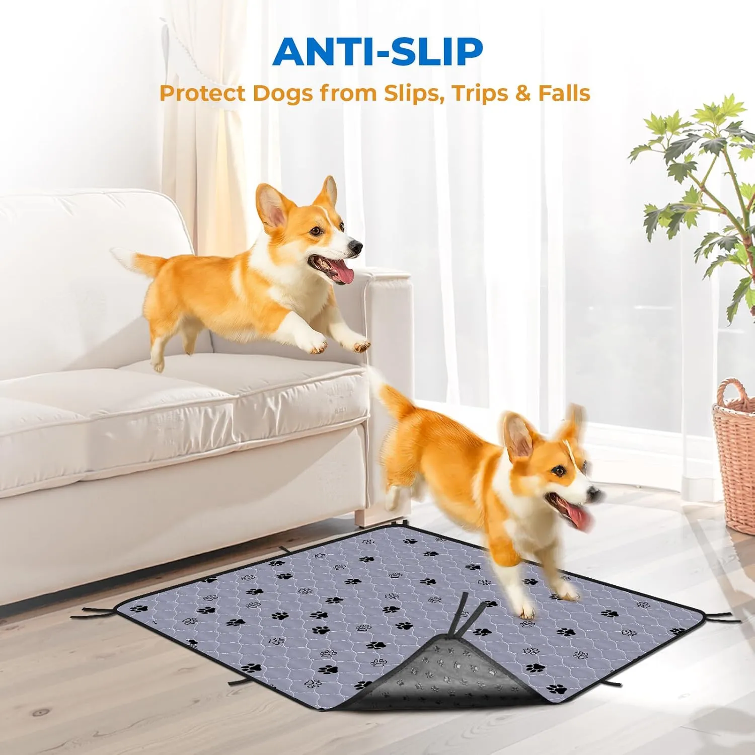 Fostanfly Washable Pee Pads for Dogs, 2 Pack Reusable Super Absorbent Potty Pads, Non-Slip and Leak-Proof 54"x54" for Whelping, Extra Large Potty Buddy Washable for Puppy
