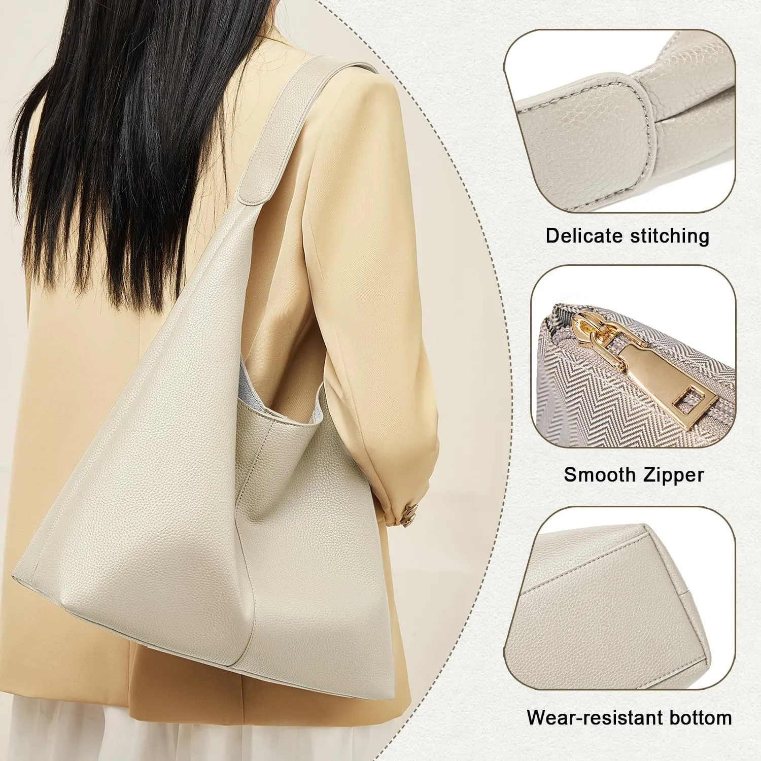 FOXLOVER Womens Faux Leather Hobo Bags Vintage Large Crossbody Shoulder Purse Ladies Tote Handbags