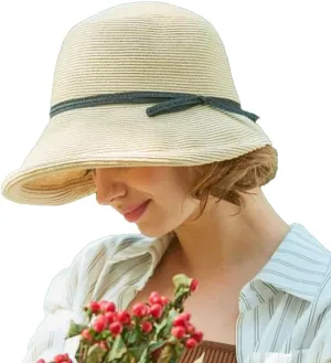 French Straw Bonnet Cap for Women Victorian Sun Hats Chin Strap Foldable Summer Bucket Hat Beach Sun Hat Fedoras