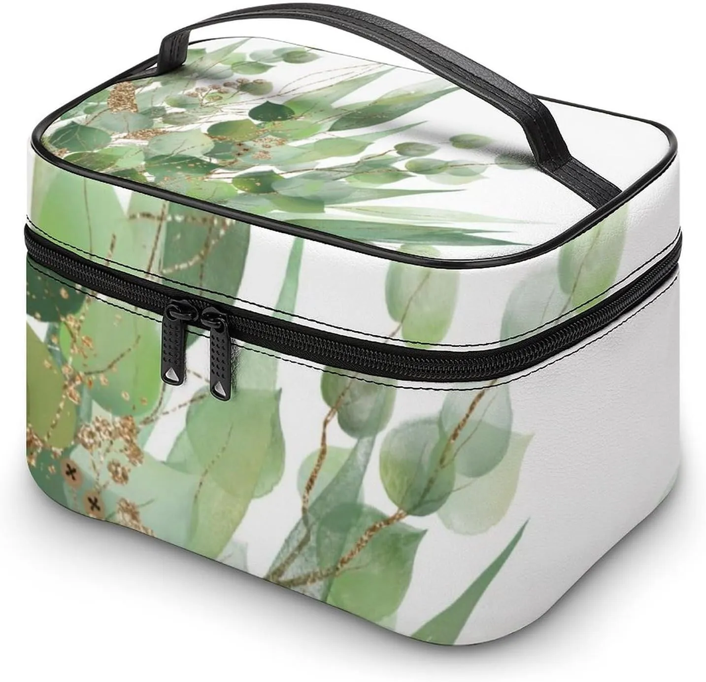 Fresh Sage Green White Convenient Makeup Bag with Large Capacity, Scratch Resistant And Stain Resistant