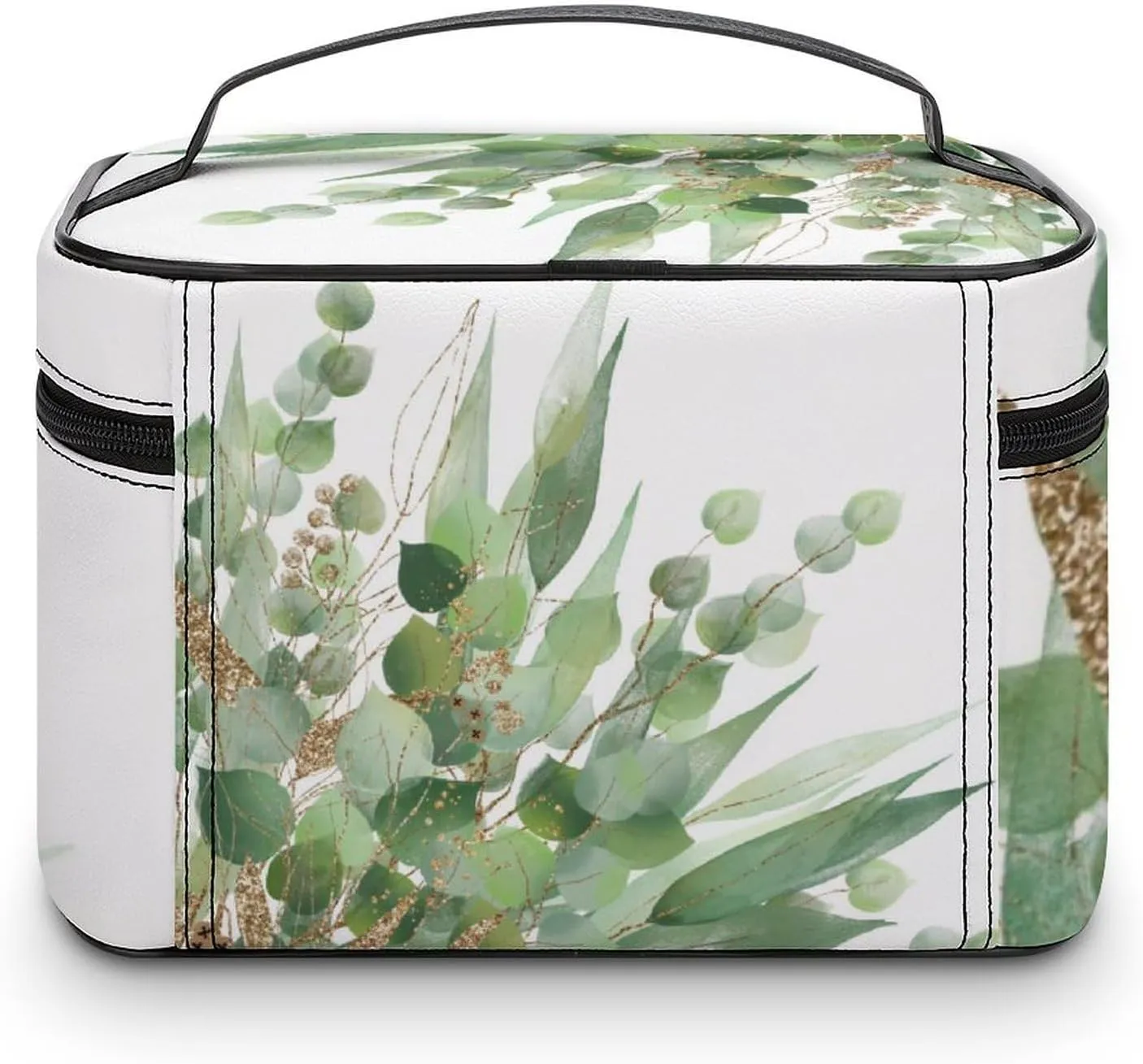 Fresh Sage Green White Convenient Makeup Bag with Large Capacity, Scratch Resistant And Stain Resistant