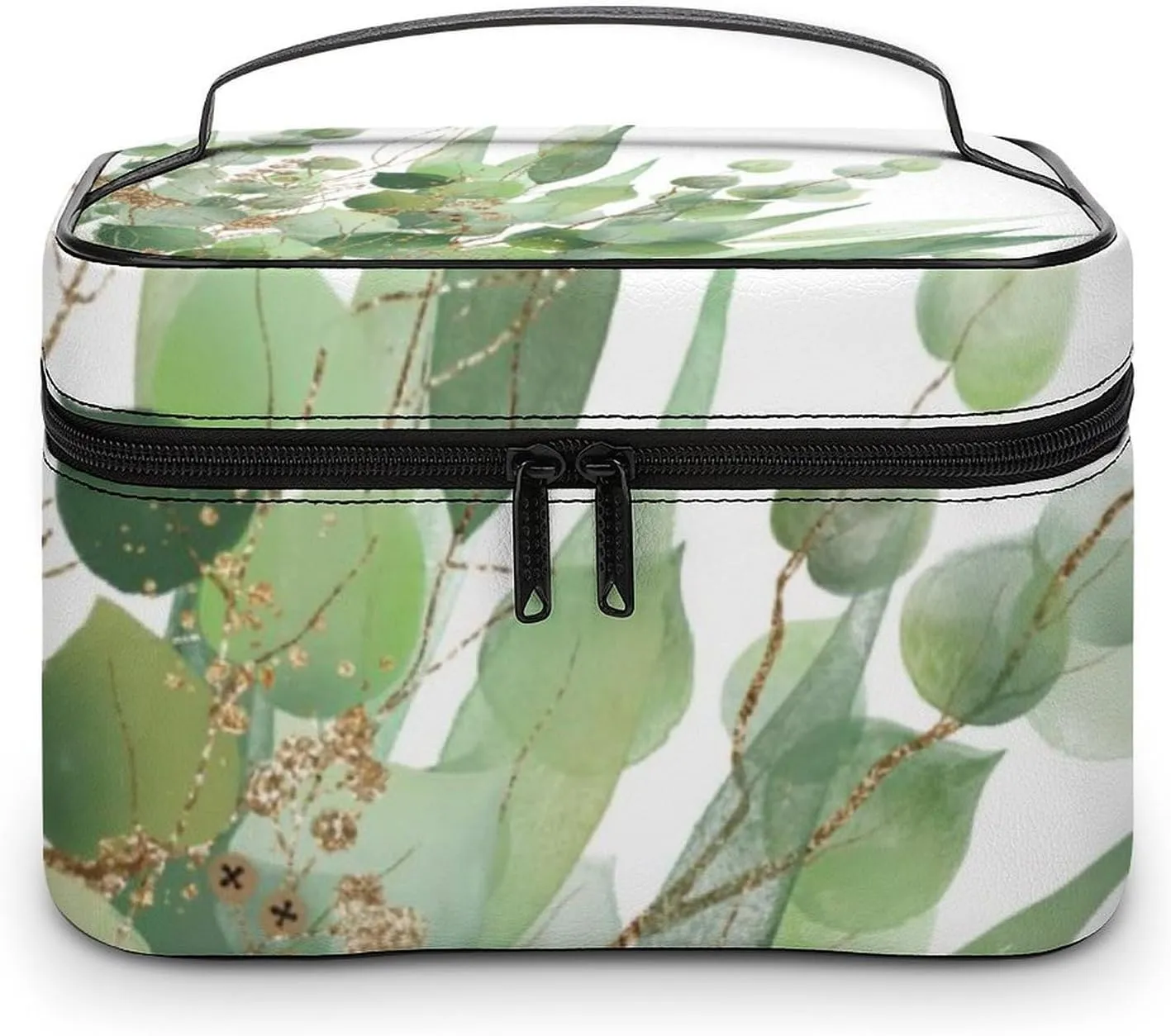 Fresh Sage Green White Convenient Makeup Bag with Large Capacity, Scratch Resistant And Stain Resistant