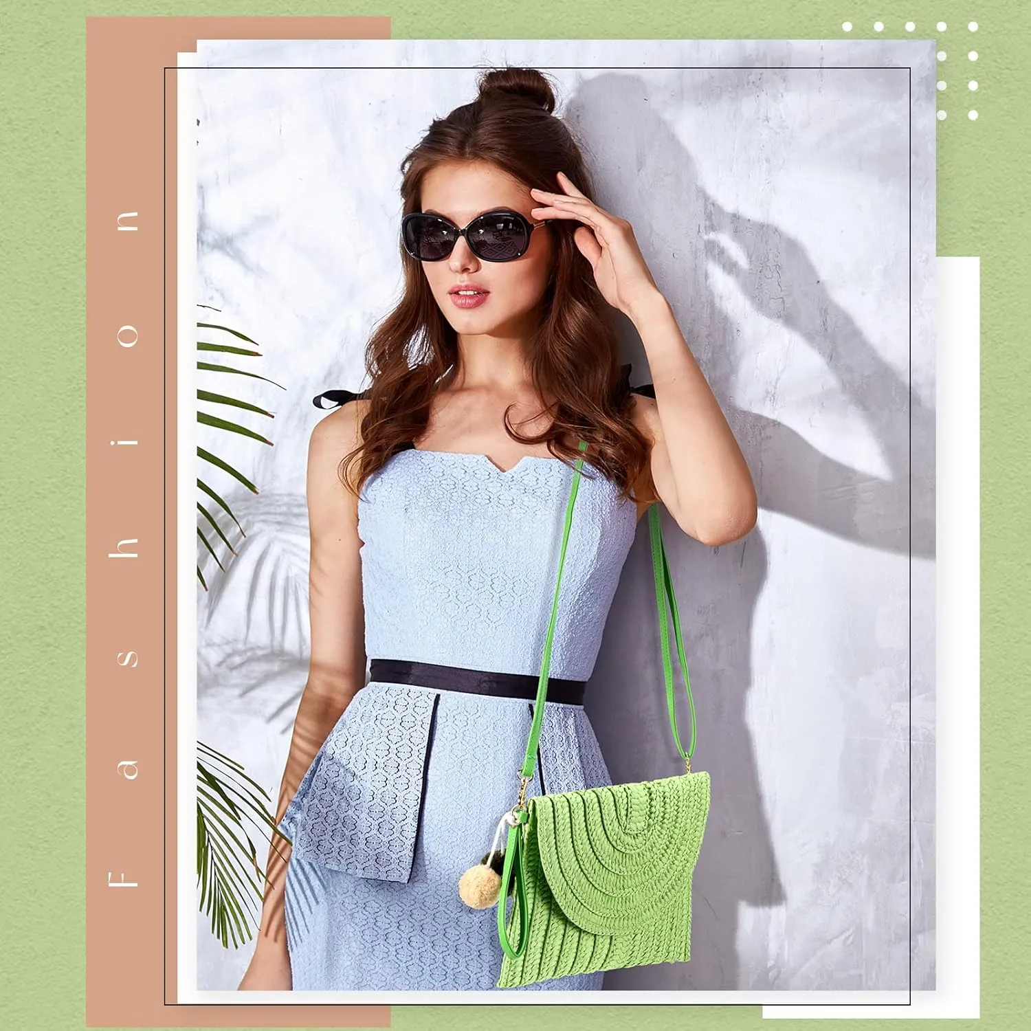 Frienda Straw Shoulder Bag Women Straw Clutch Crossbody Wallet