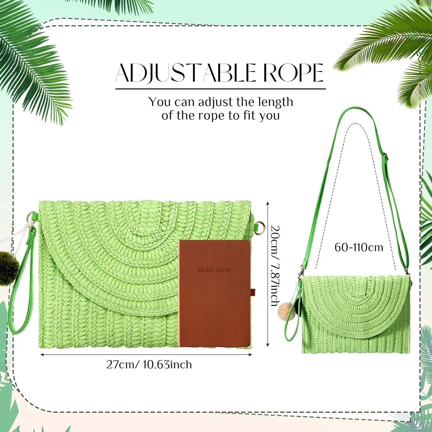 Frienda Straw Shoulder Bag Women Straw Clutch Crossbody Wallet