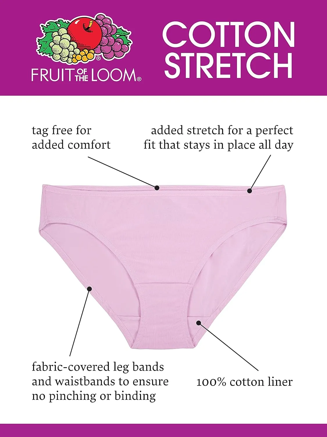 Fruit of the Loom Women's Eversoft Cotton Hipster Underwear, Tag Free & Breathable, Available in Plus Size