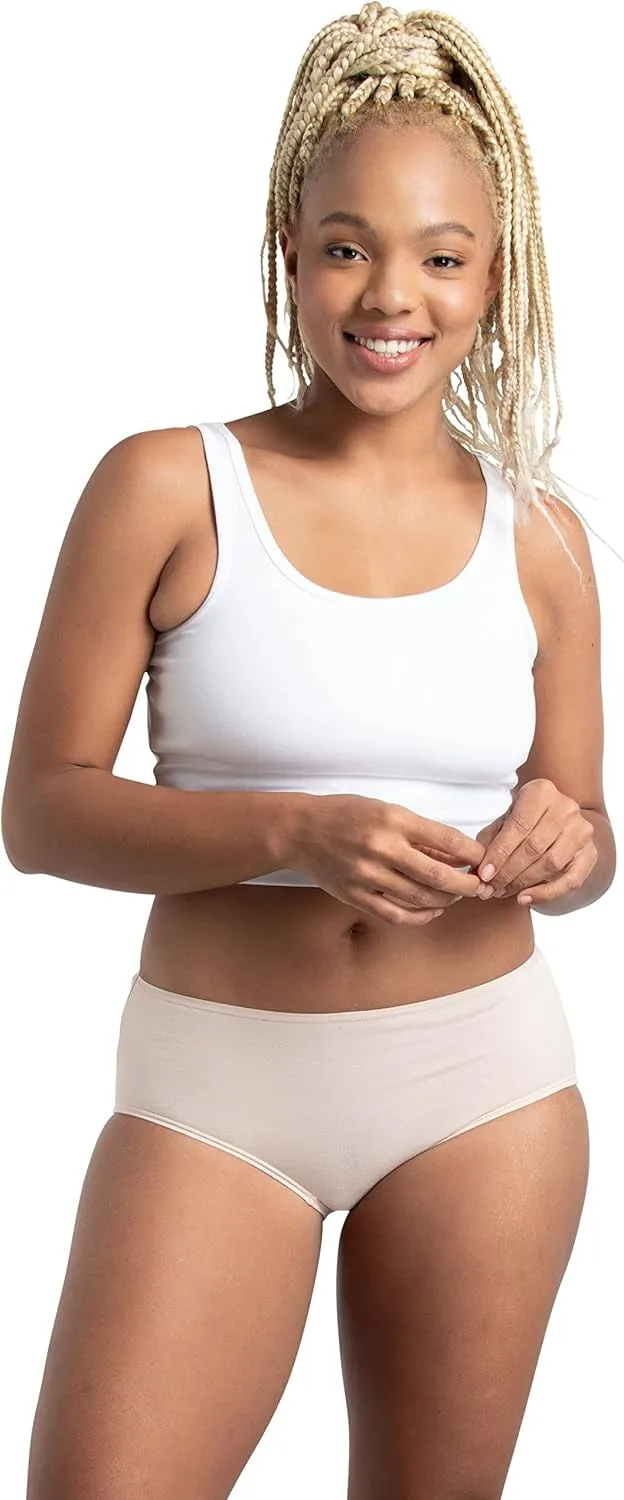 Fruit of the Loom Women's Eversoft Cotton Hipster Underwear, Tag Free & Breathable, Available in Plus Size