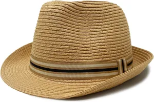 Funky Junque Straw Fedora Hat Beach Summer Short Brim Packable Sun Trilby Unisex UPF 50 