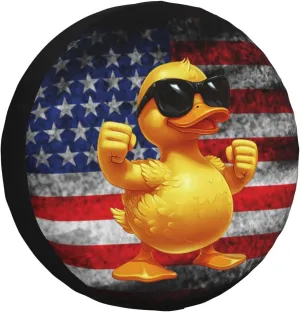 Funny Duck Spare Tire Cover Weatherproof Universal Wheel Protectors Cute Duck Wheel Covers for Rv Camper Travel Trailer SUV Truck 15 Inch