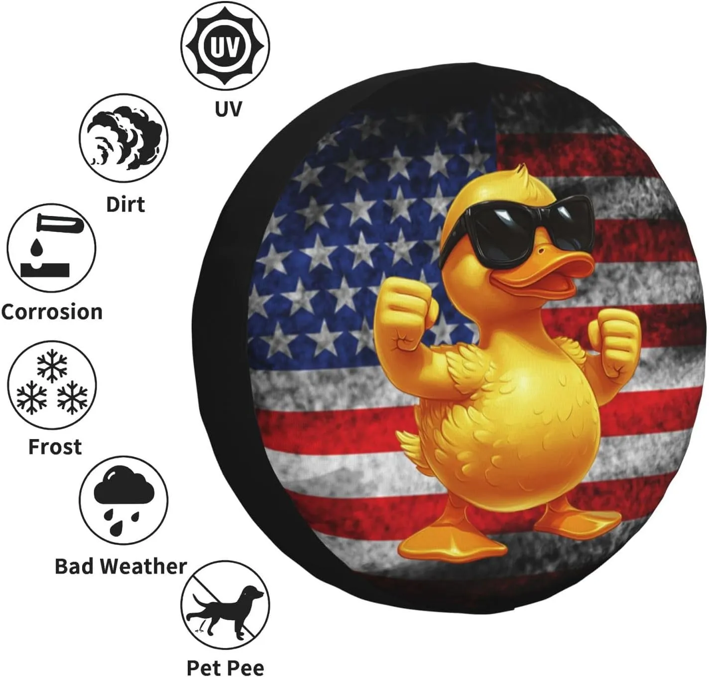 Funny Duck Spare Tire Cover Weatherproof Universal Wheel Protectors Cute Duck Wheel Covers for Rv Camper Travel Trailer SUV Truck 15 Inch
