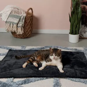 FurHaven ThermaNAP Faux Fur Black Self-Warming Pet Bed Mat, Small