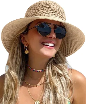FURTALK Beach Hats for Women Summer Straw Sun Hat Wide Brim Crochet Hats