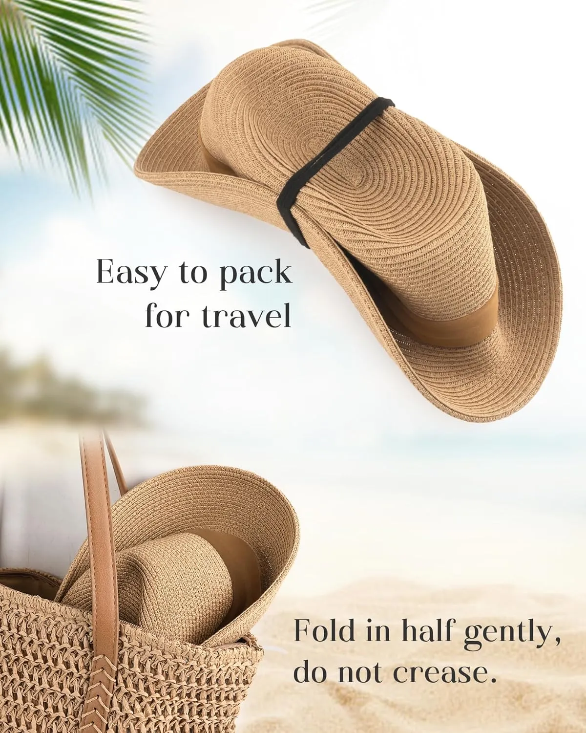 FURTALK Panama Hat Sun Hats for Women Men Wide Brim Fedora Straw Beach Hat UV UPF 80 