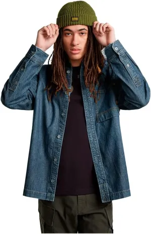 G-STAR Raw - Mens 1-Pocket Regular Denim Woven Shirt, Color Faded Seasalt, Size: Medium