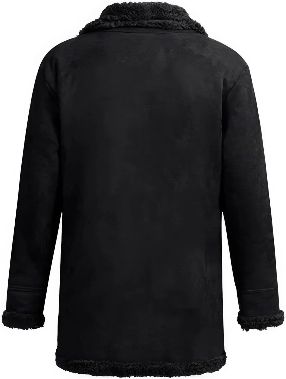 G1 Military Leather Coat for Men - Genuine Suede with Black Sherpa Shearling Faux Fur Lining, Single Breasted