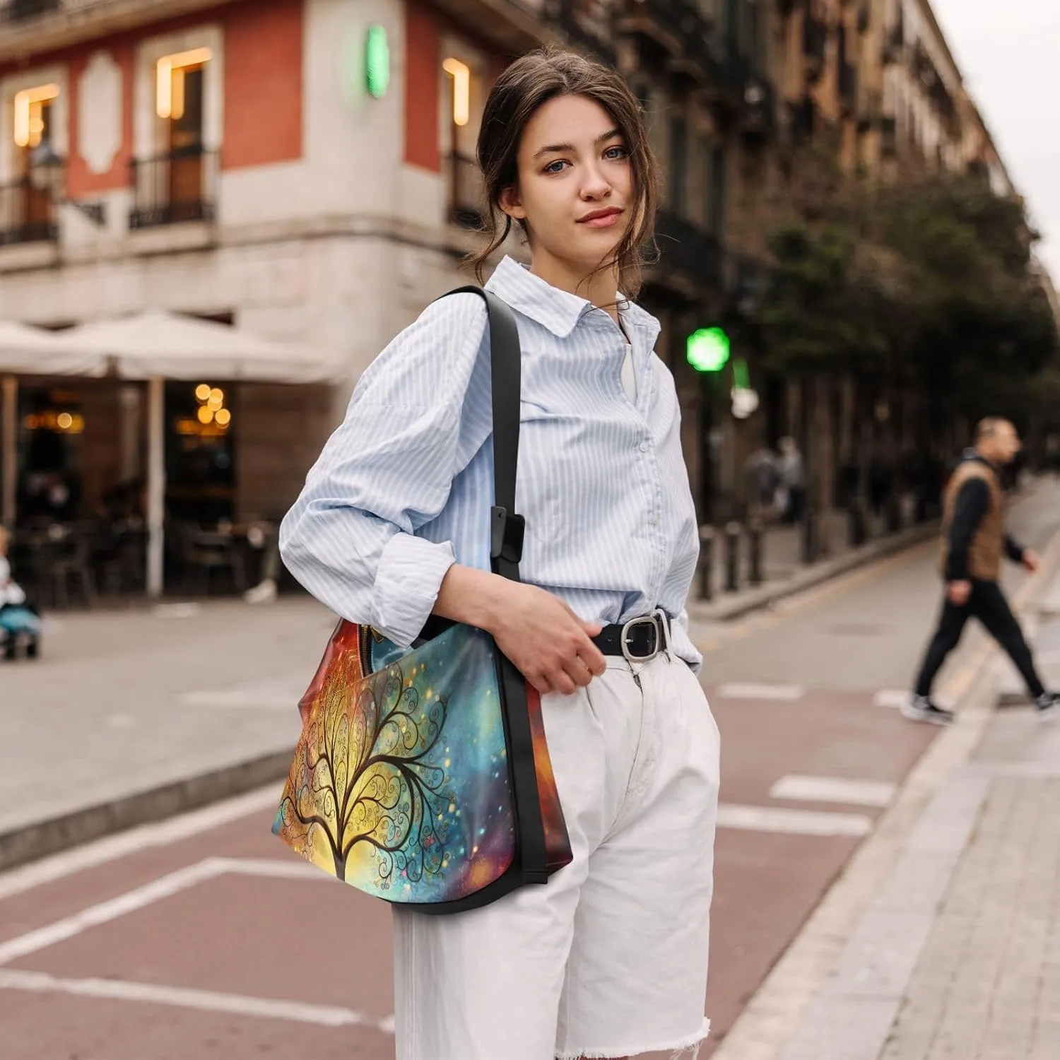 GAIGEO Old Map of the Tower and Palace Vegan Shoulder Bag, Leather Bag for Men Shoulder Bag, Crossbody Large Leather Bag