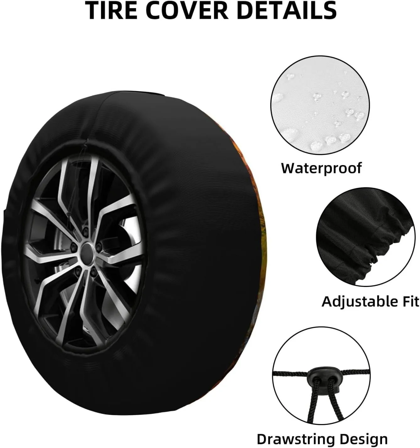 Gallery for Fall Tire Cover Outdoor Waterproof Snow Sun Rain Wheel Cover Portable Wheel Bags Camper Spare Tire Cover Universal Car Tire Protectors for Trailer RV SUV