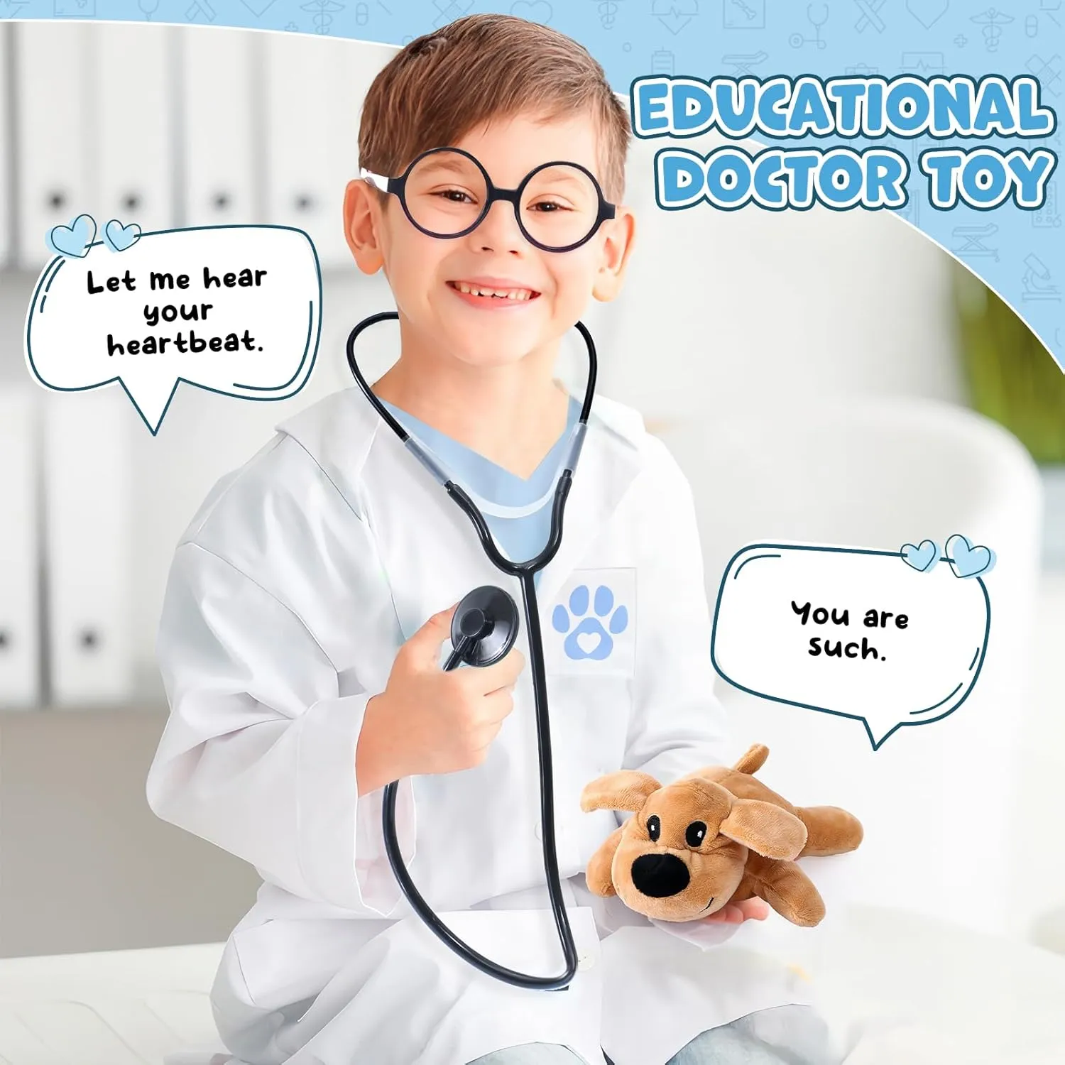 G.C Kids Veterinarian Costume Toddler Doctor Kit Scrubs Doctor Vet Costume Play Set Boys Girls Halloween Dress Up Career Day