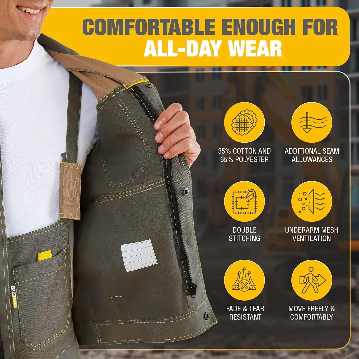 Genesis Men's Relaxed Fit Jacket Workwear with Convenient Tool Pockets