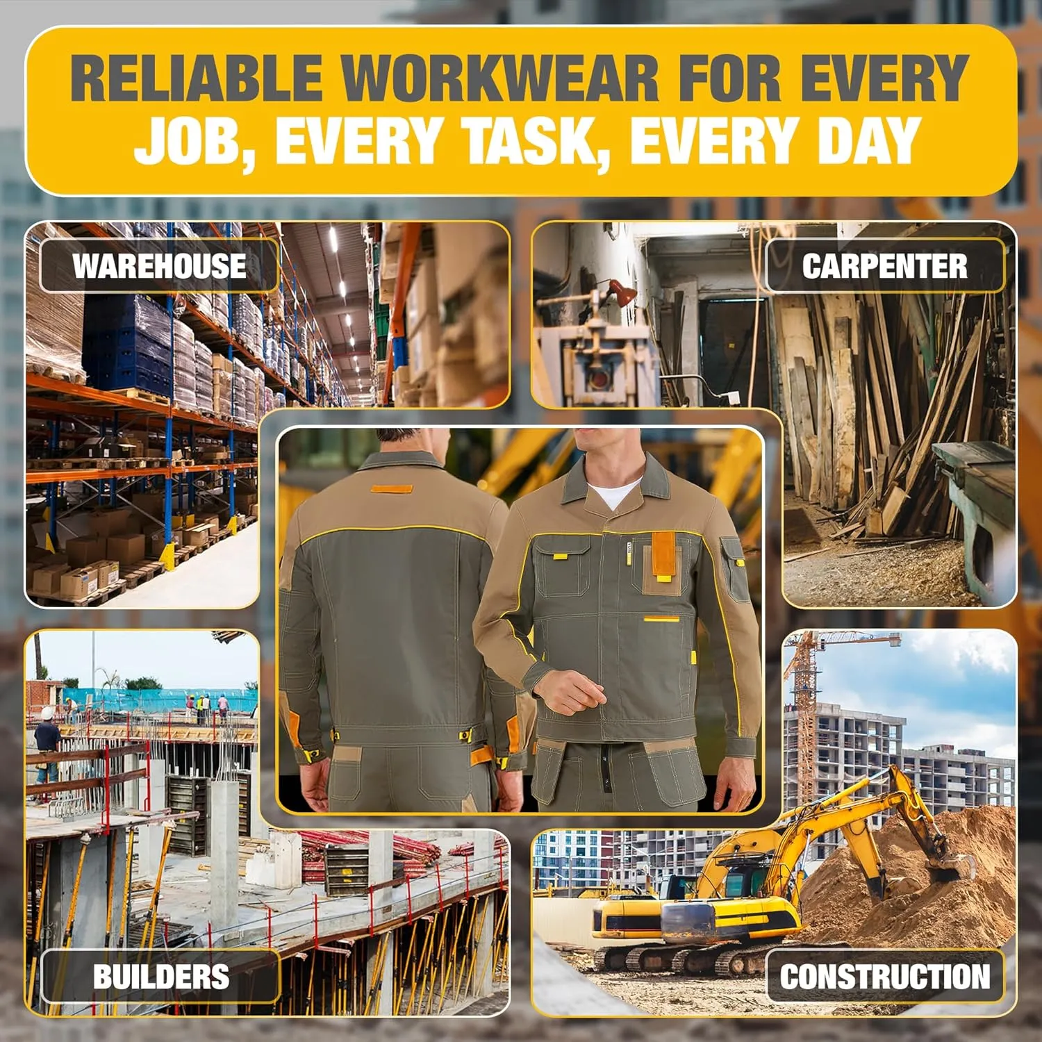 Genesis Men's Relaxed Fit Jacket Workwear with Convenient Tool Pockets