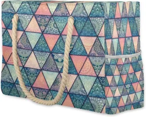 Geometric Boho Mandala Large Beach Bag Travel Beach Tote Water Resistant 20.5 inch Women Oversized Tote Bag for Gym Beach Travel Pool Nurse Yoga