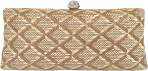Geometric Patterned Raffia Straw Box Clutch