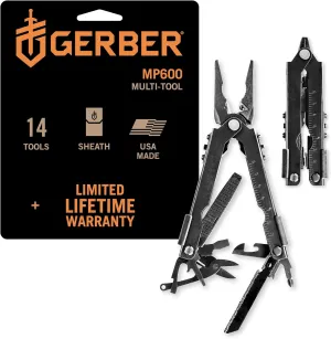 Gerber Gear Gear Multi-Plier 600 - 14-in-1 Bladeless Multipurpose Tool with Screwdriver, Needlenose Pliers, Can Opener, Wire Cutter & More - Survival Tools