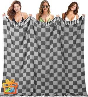 Giant Beach Towel Blanket Autumn Outing Stuff for Women & Men Road Trip Camping Gear Ship Cruise Gear Must Haves Extra Large XXL Black Plain PatternAirplane Accessories Travel Gadgets