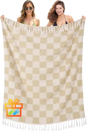 Giant Beach Towel Blanket Autumn Outing Stuff for Women & Men Road Trip Camping Gear Ship Cruise Gear Must Haves Large L Beige Plain Pattern Airplane Accessories Travel Gadgets Yard Mat