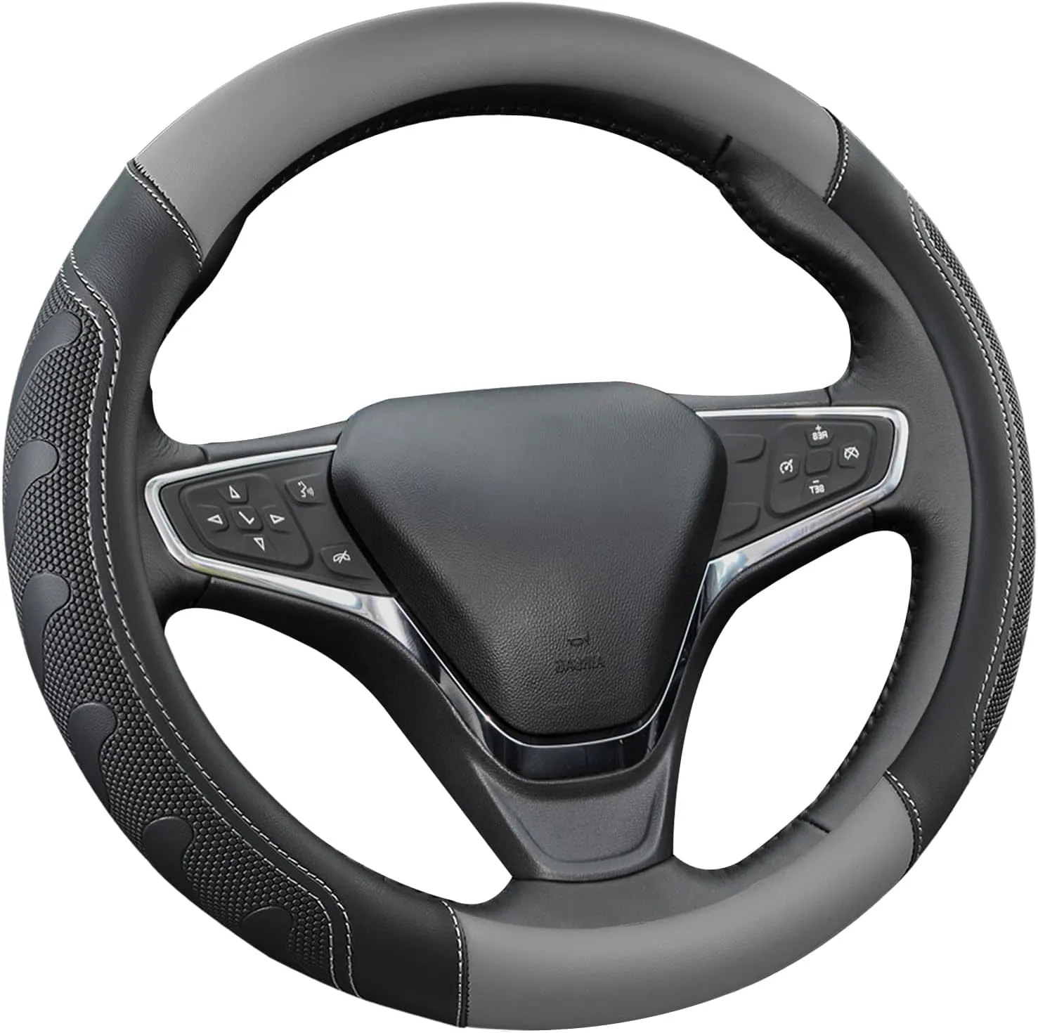GIANT PANDA Car Steering Wheel Cover Customized for Chevy, Black and Gray