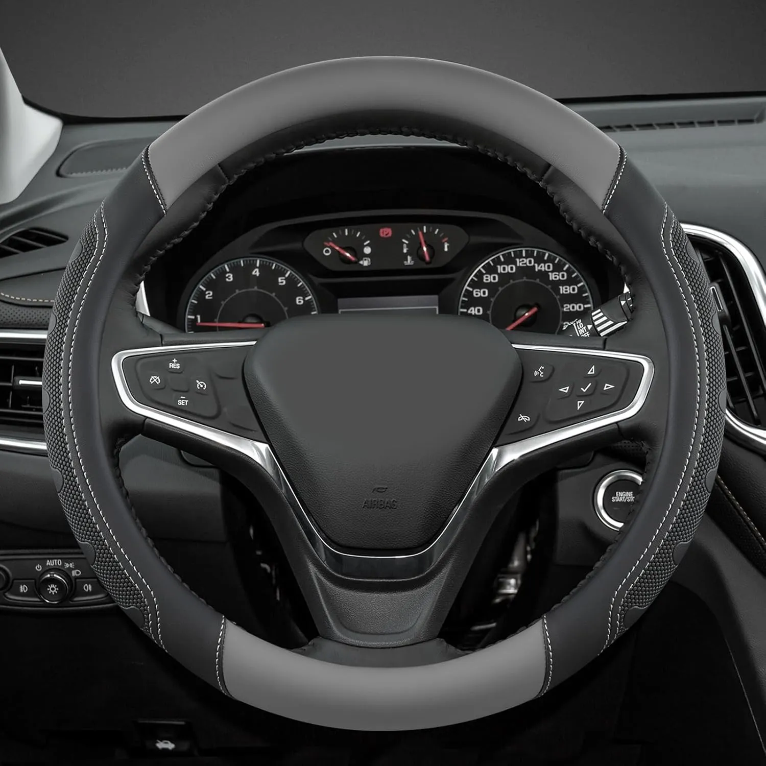 GIANT PANDA Car Steering Wheel Cover Customized for Chevy, Black and Gray