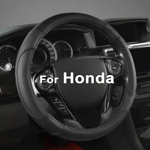 GIANT PANDA Steering Wheel Cover for Honda Civic(2006-2015),CR-Z, Insight, S2000 (Black-Small Size)