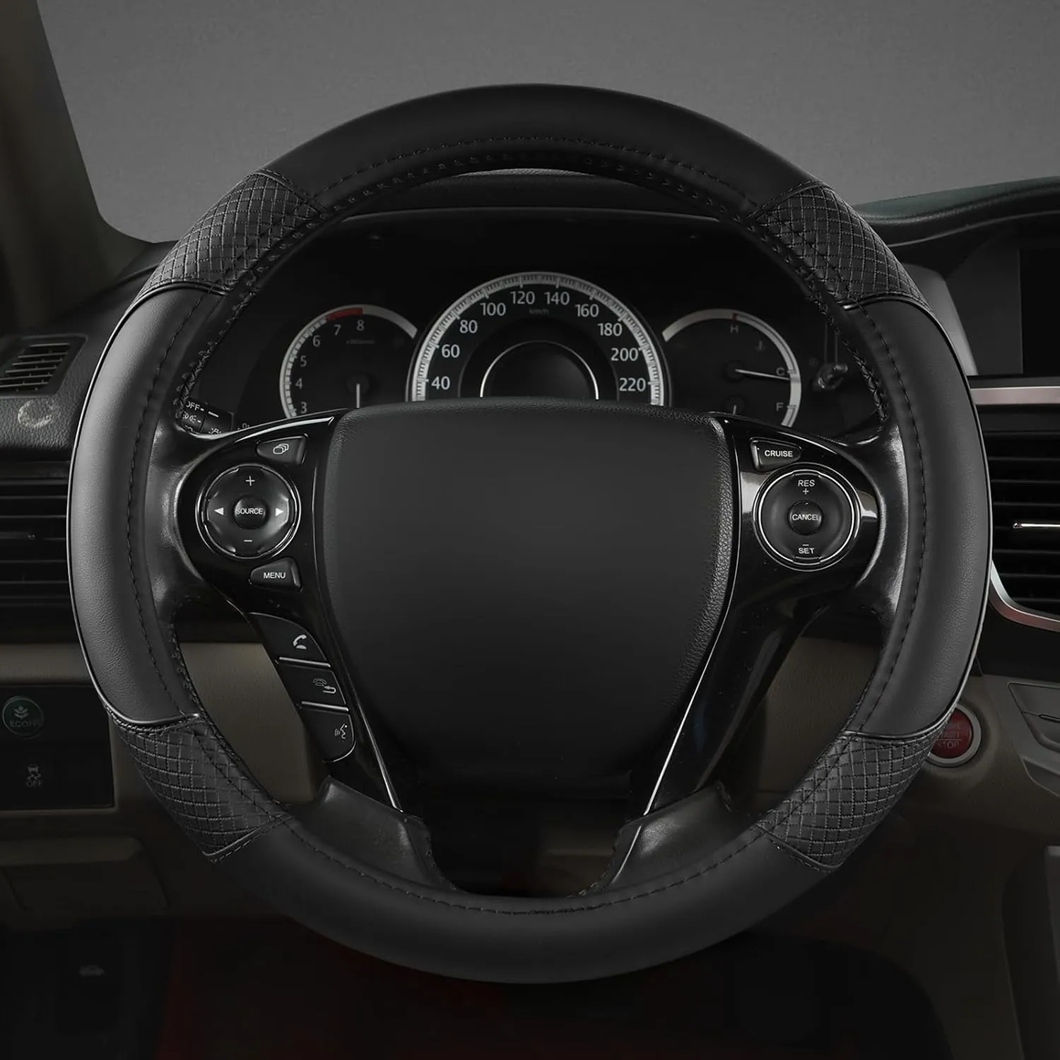 GIANT PANDA Steering Wheel Cover for Honda Civic(2006-2015),CR-Z, Insight, S2000 (Black-Small Size)