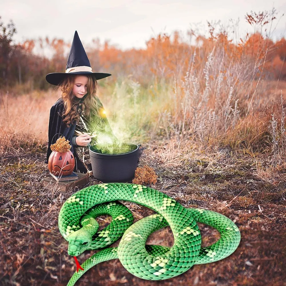 Giant Snake Plush - Large Realistic Stuffed Snake Lifelike Toy for Halloween, Birthday Party, Prank Props
