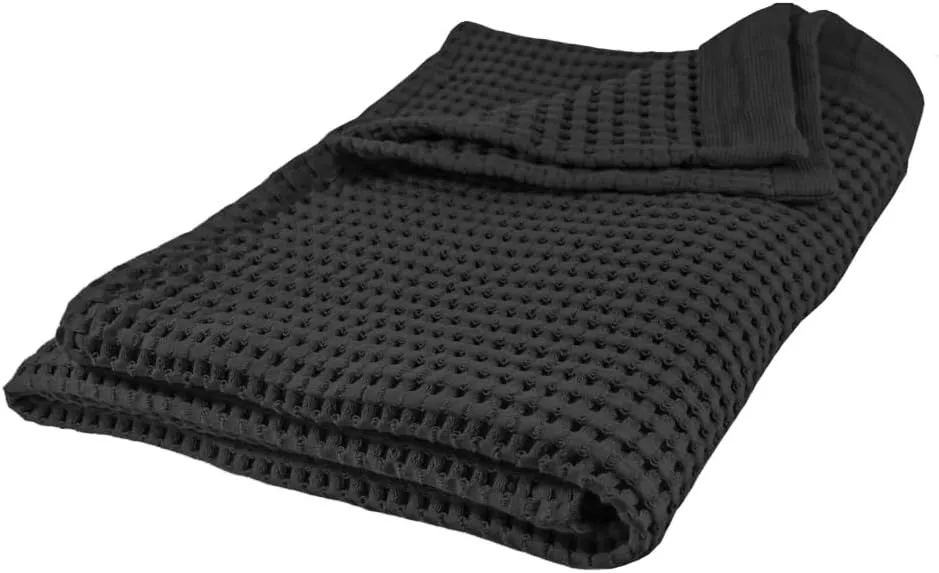 GILDEN TREE Waffle Bath Sheet Quick Dry Towel, Thin Luxury Bath Towels, Bath Sheets 40x80 Large Bath Towels, Modern Style (Faded Black)