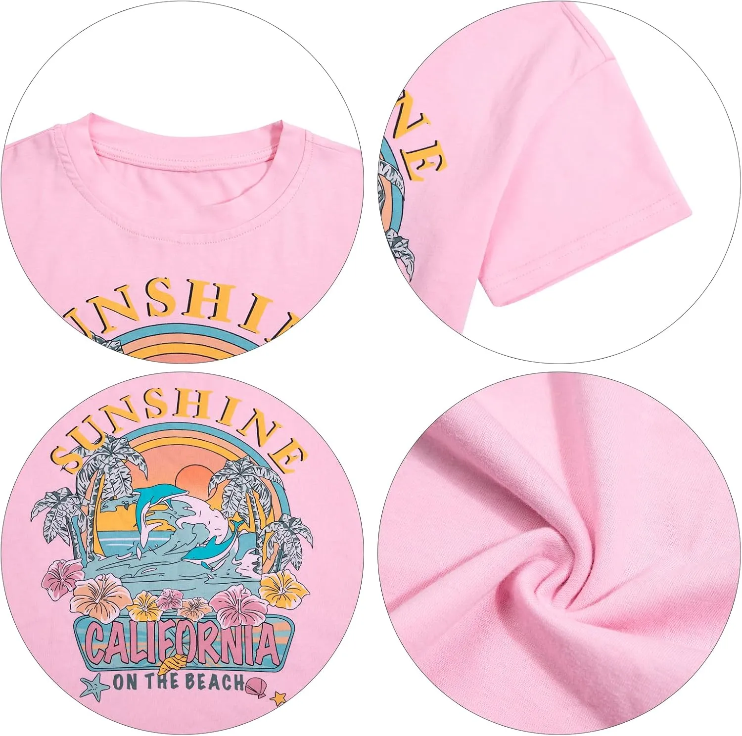 Girl Beach Shirt Sunrise Sunset Sunshine T Shirt for Teen Girls Hawaiian Oversized Graphic Tees Summer Vacation Tops