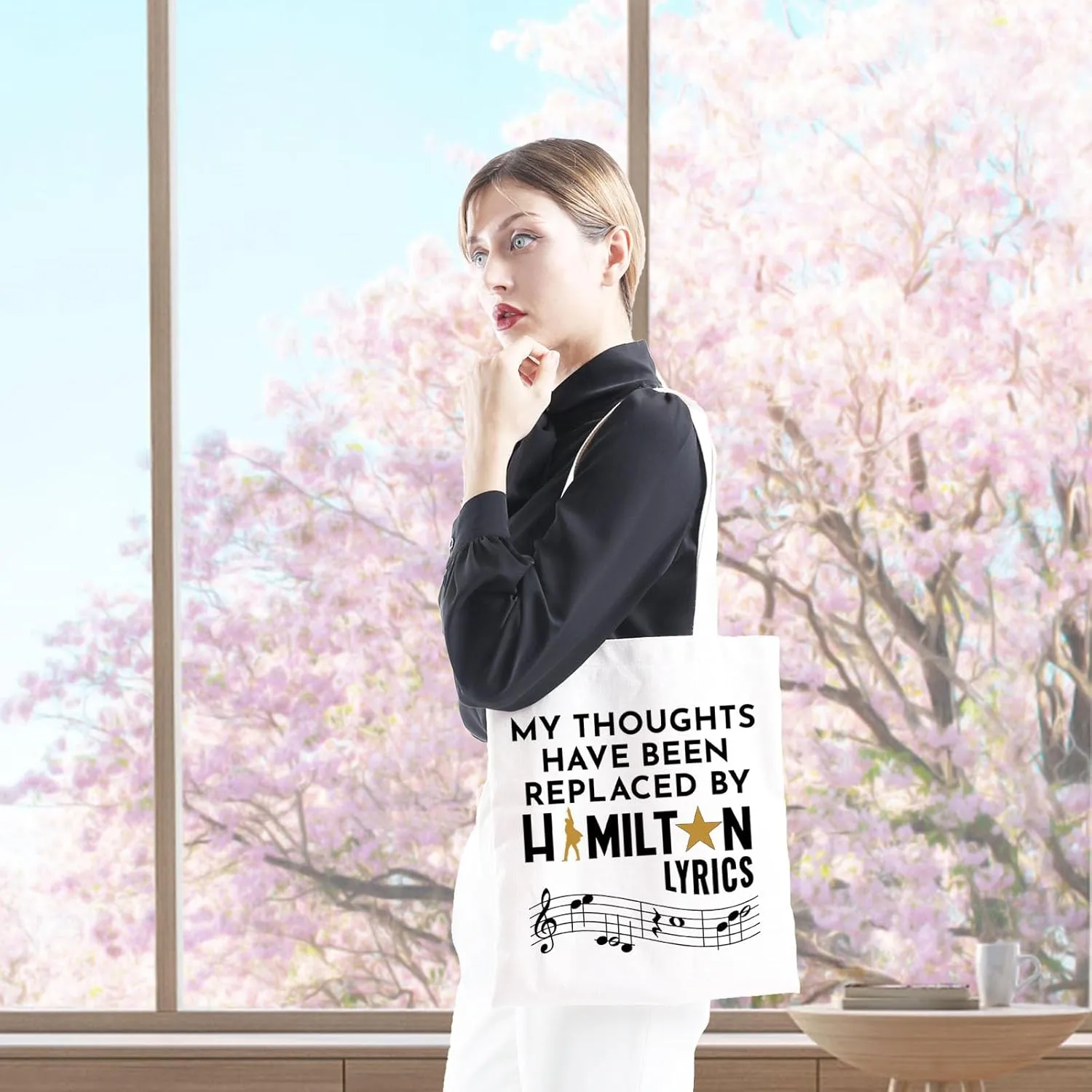 GJTIM Musical Gift Musical Lyrics Gift Talk Less Smile More Travel Bag(Lyrics Tote)
