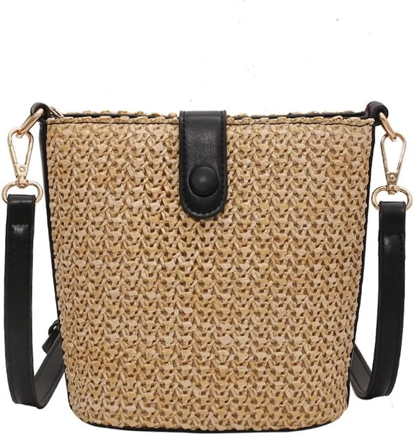 Gogobear Women Small Straw Shoulder Bag Handwoven Crossbody Bags with Removable Shoulder Strap for Travel Beach