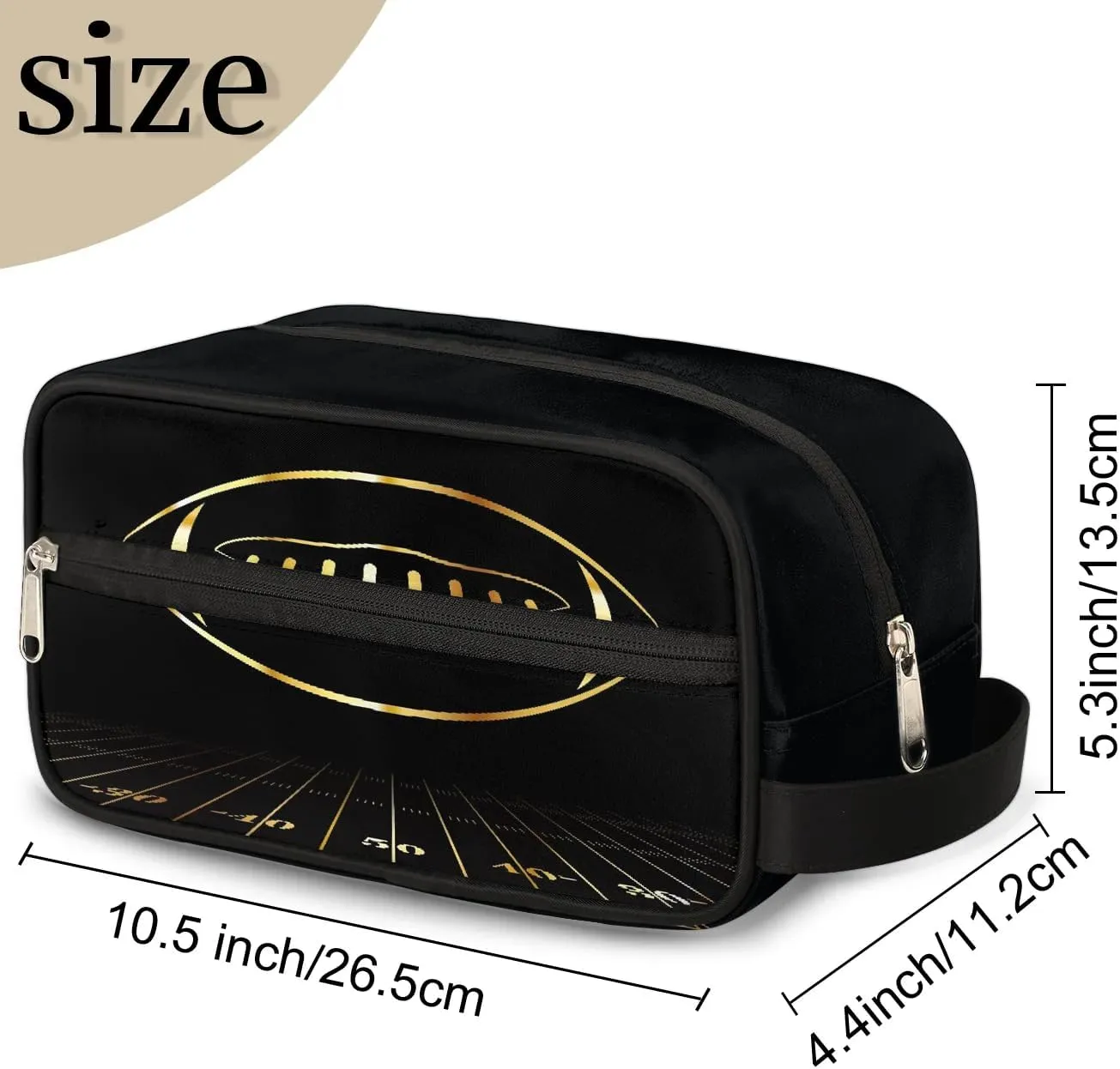 Gold Football Boys Travel Toiletry Bag, Kids Waterproof Hanging Dopp Kit, Wash Bag with Large Capacity for Travel, Sports, Shower