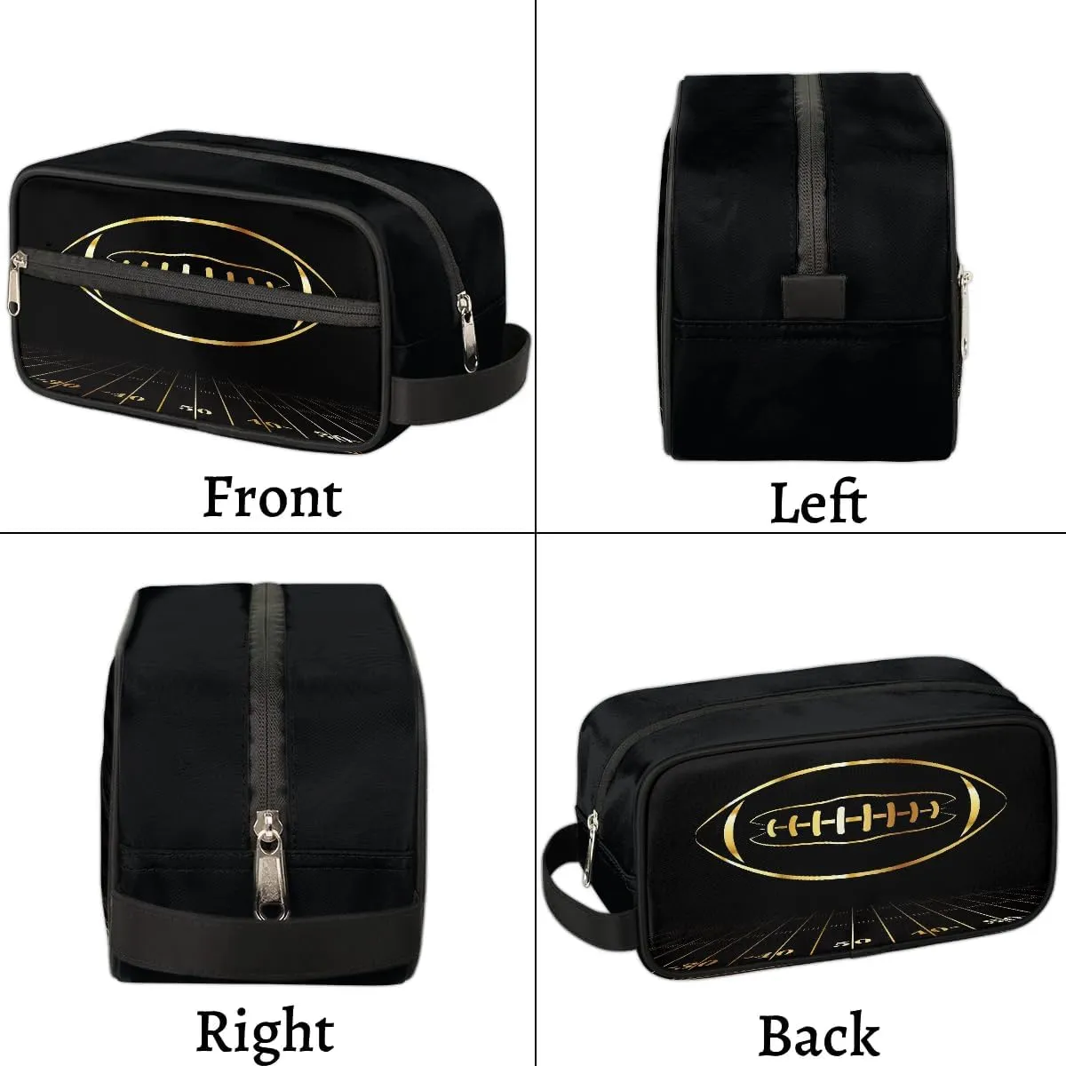 Gold Football Boys Travel Toiletry Bag, Kids Waterproof Hanging Dopp Kit, Wash Bag with Large Capacity for Travel, Sports, Shower