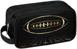 Gold Football Boys Travel Toiletry Bag, Kids Waterproof Hanging Dopp Kit, Wash Bag with Large Capacity for Travel, Sports, Shower