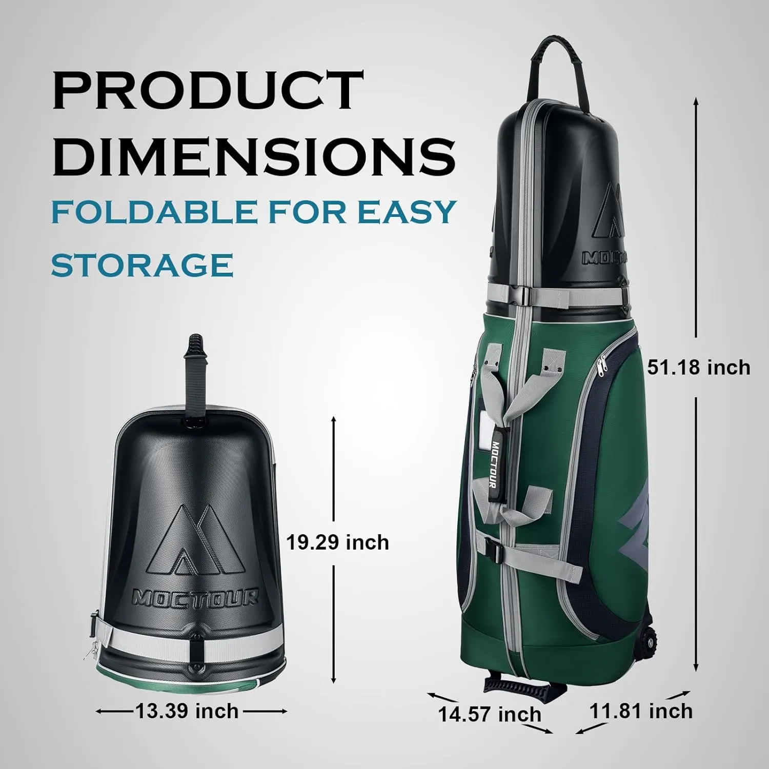 Golf Travel Bags for Airlines with Wheels & ABS Hard Case Top, Protect Your Clubs, Waterproof 1680D Oxford Fabric and Oversize Tank Wheels, Lightweight and Easy to Maneuver