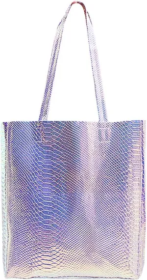 Goodbag Boutique Hologram Tote Bag Laser Snakeskin PU Shoulder Bag Large Capacity Fashion Holographic Handbag