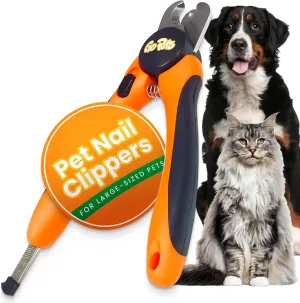 GoPets Pet Nail Clipper for Large Sized Dogs & Cats, Angled Stainless Steel Blades with Safety Guard, Ergonomic Handle for Safe and Effective Trimming, Heavy Duty Nail Clippers for Thick Nails