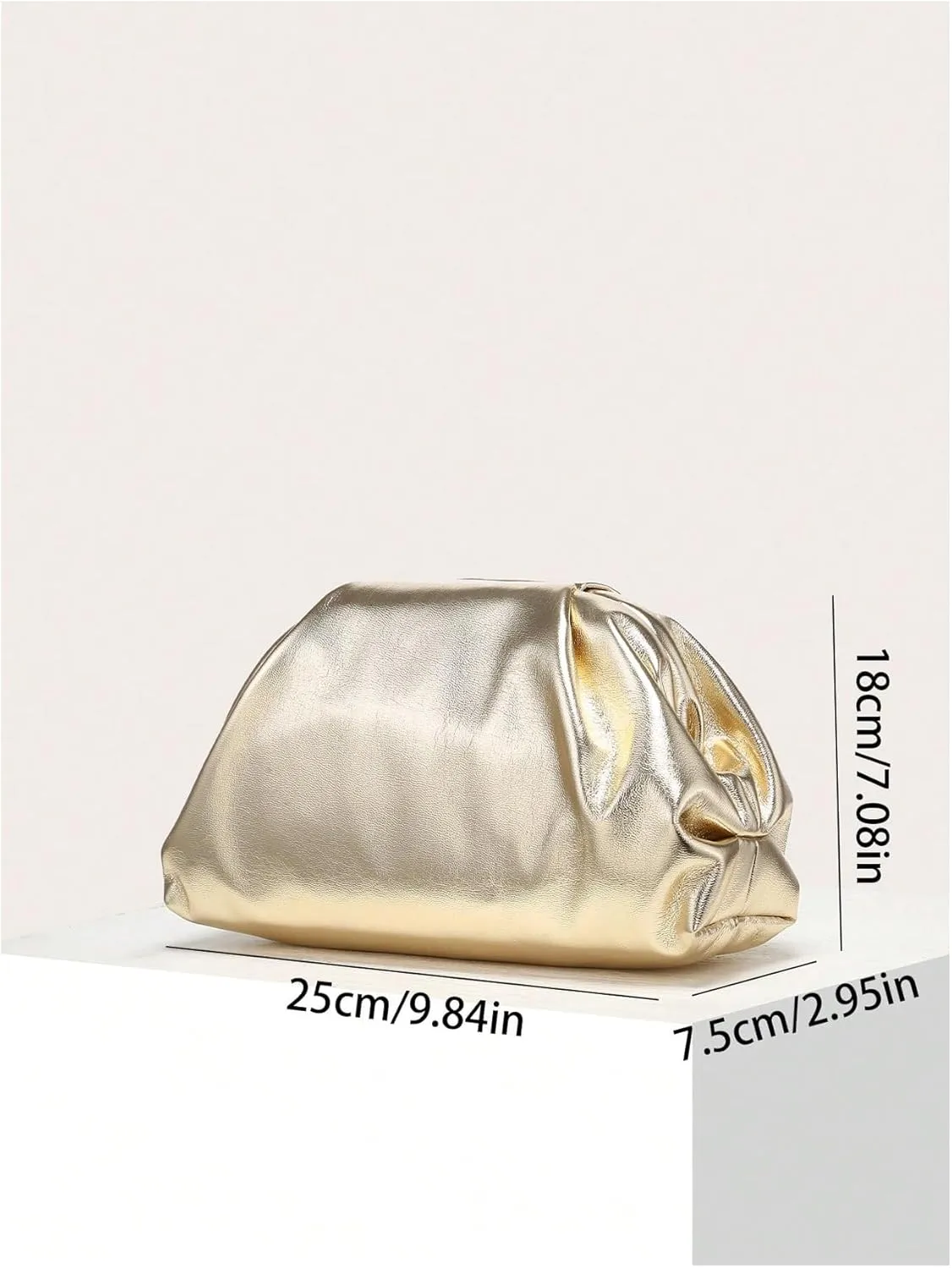 GORGLITTER Women's Evening Bag Leather Ruched Clutch Purses Wedding Bridal Clutch Party Prom Handbags