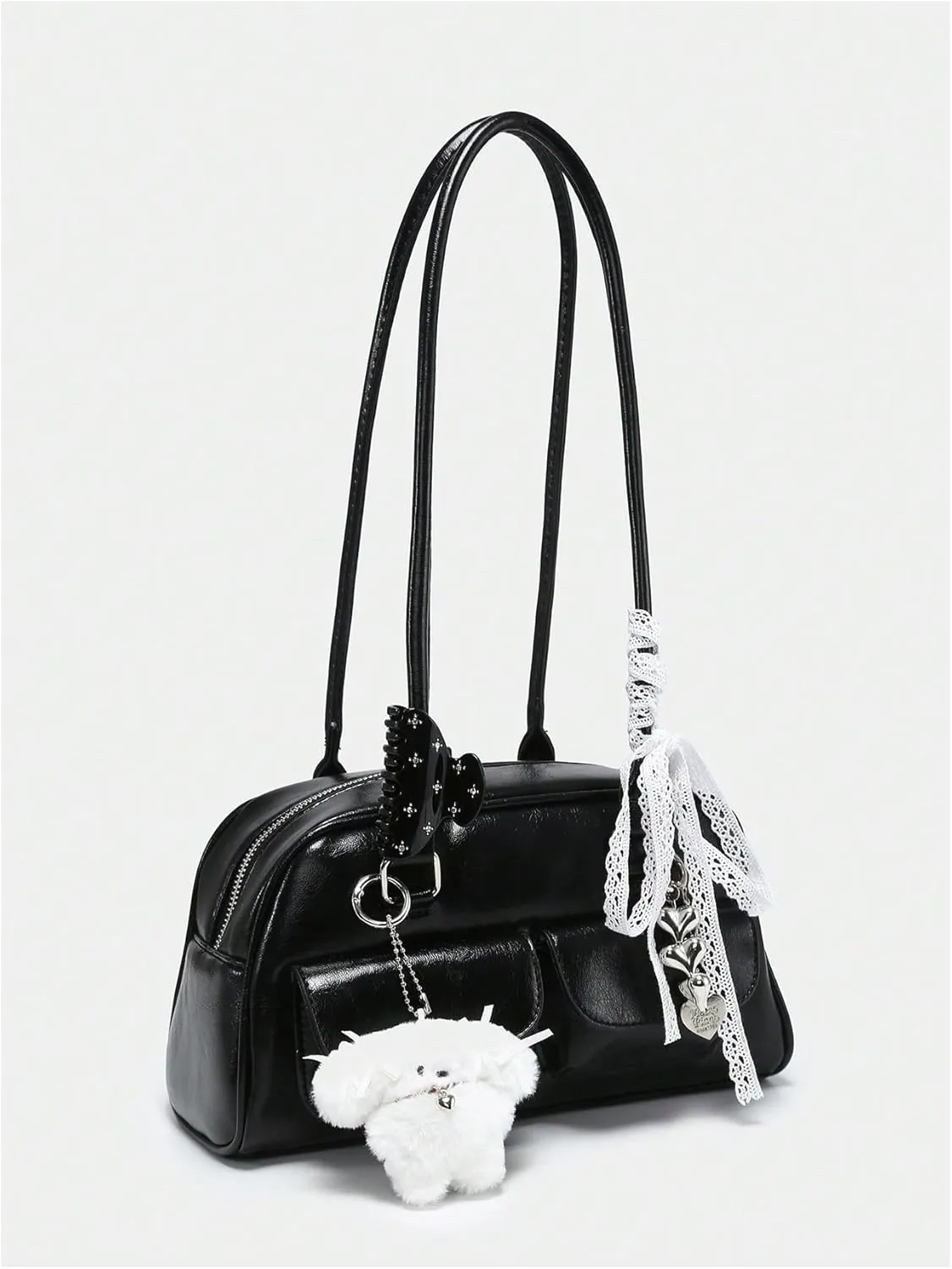 GORGLITTER Women's Y2k Coquette Purse Bow Kawaii Shoulder Bag Ita Bag Faux Leather Tote Bag